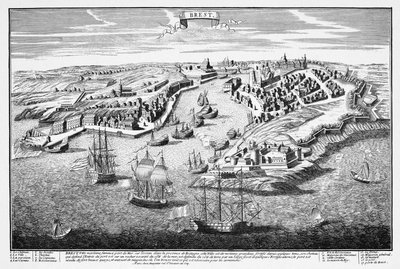 Perspective View of the City of Brest from the Harbor in the Seventeenth Century by Francois Antoine Aveline